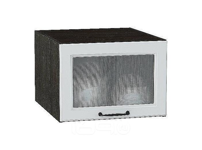 Шкаф верхний горизонтальный остекленный глубокий Ницца Blanco/Graphite 358*500*574
