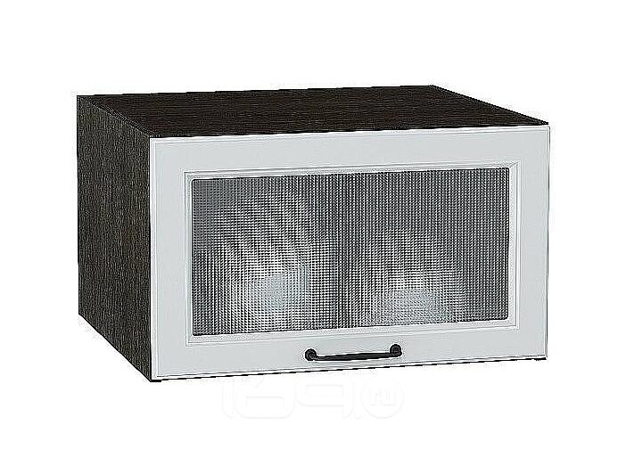 Шкаф верхний горизонтальный остекленный глубокий Ницца Blanco/Graphite 358*600*574