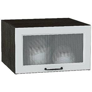 Шкаф верхний горизонтальный остекленный глубокий Ницца Blanco/Graphite 358*600*574