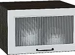 Шкаф верхний горизонтальный остекленный глубокий Ницца Blanco/Graphite 358*600*574