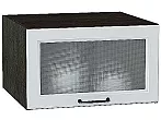 Шкаф верхний горизонтальный остекленный глубокий Ницца Blanco/Graphite 358*600*574