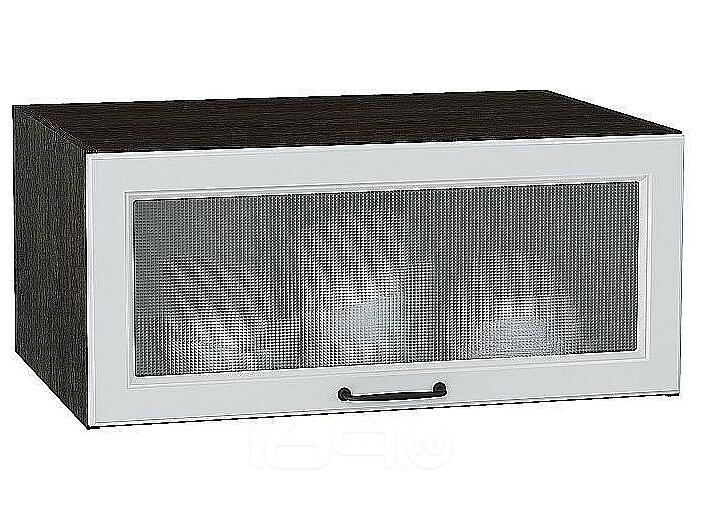 Шкаф верхний горизонтальный остекленный глубокий Ницца Blanco/Graphite 358*800*574