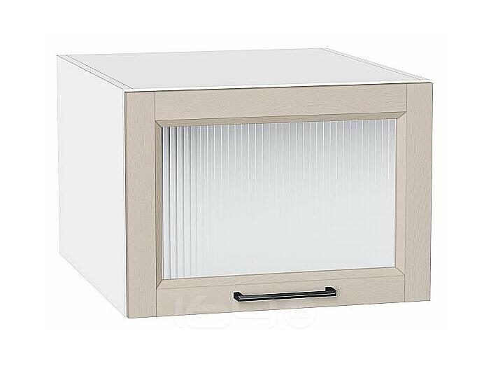 Шкаф верхний горизонтальный остекленный глубокий Сканди Cream Silkwood/Белый 358*500*576