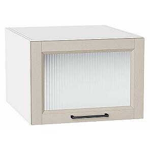 Шкаф верхний горизонтальный остекленный глубокий Сканди Cream Silkwood/Белый 358*500*576