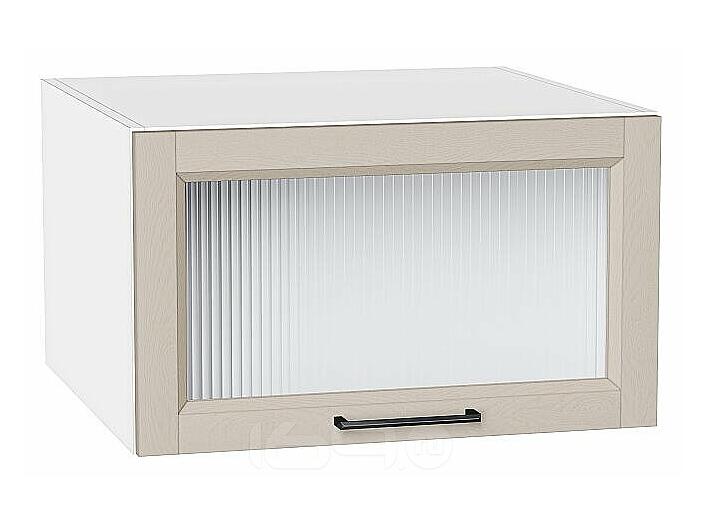 Шкаф верхний горизонтальный остекленный глубокий Сканди Cream Silkwood/Белый 358*600*576