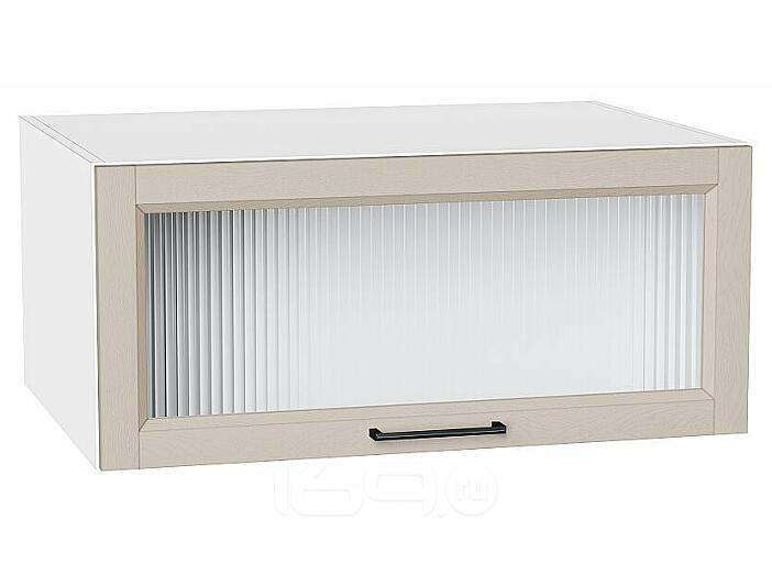 Шкаф верхний горизонтальный остекленный глубокий Сканди Cream Silkwood/Белый 358*800*576