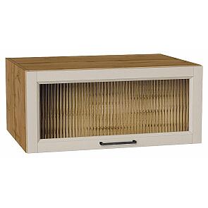 Шкаф верхний горизонтальный остекленный глубокий Сканди Cream Silkwood/Дуб Вотан 358*800*576