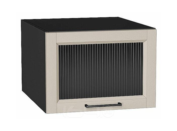 Шкаф верхний горизонтальный остекленный глубокий Сканди Cream Silkwood/Graphite 358*500*576