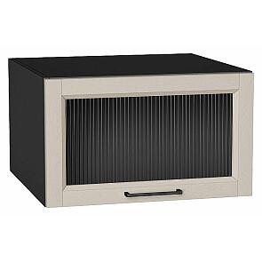 Шкаф верхний горизонтальный остекленный глубокий Сканди Cream Silkwood/Graphite 358*600*576