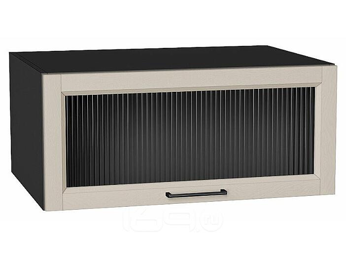 Шкаф верхний горизонтальный остекленный глубокий Сканди Cream Silkwood/Graphite 358*800*576