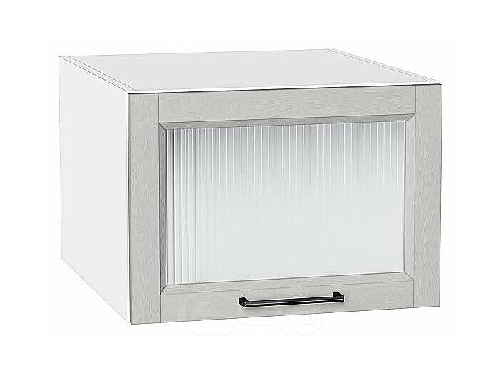 Шкаф верхний горизонтальный остекленный глубокий Сканди Grey Silkwood/Белый 358*500*576