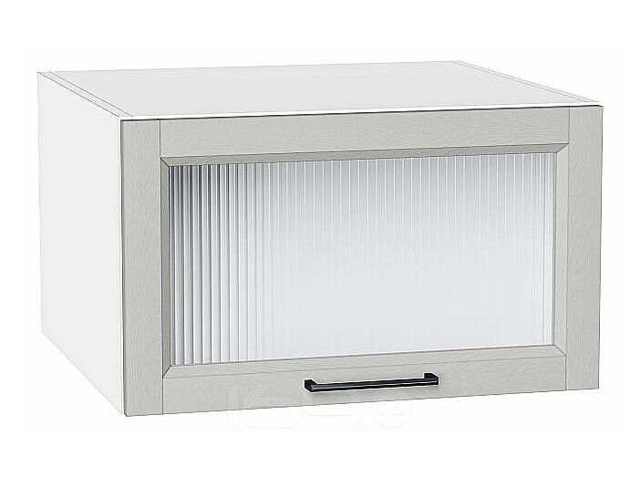 Шкаф верхний горизонтальный остекленный глубокий Сканди Grey Silkwood/Белый 358*600*576