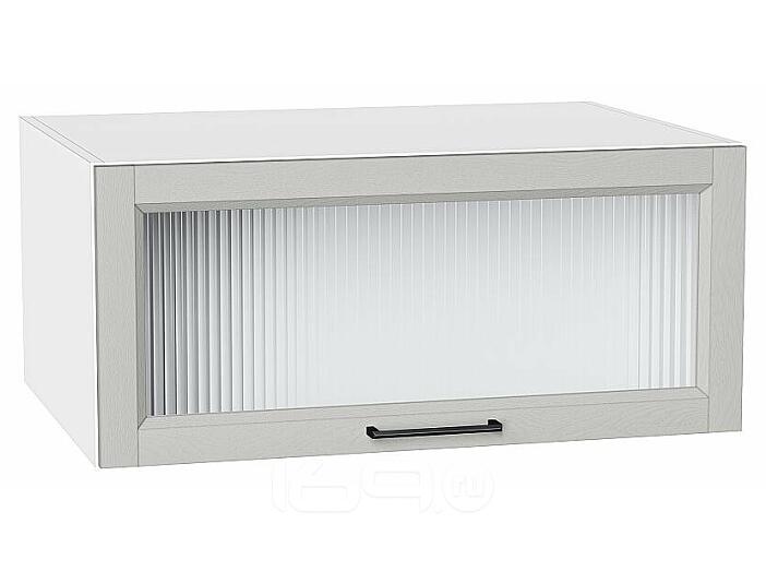 Шкаф верхний горизонтальный остекленный глубокий Сканди Grey Silkwood/Белый 358*800*576