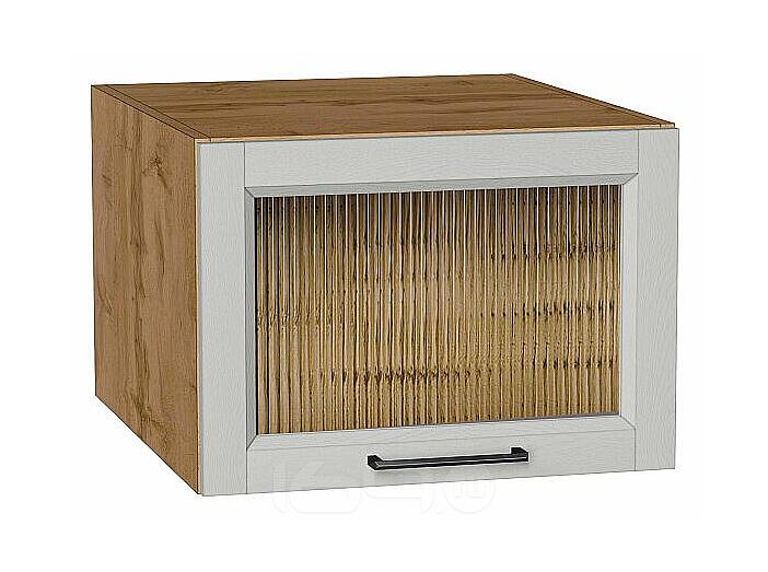 Шкаф верхний горизонтальный остекленный глубокий Сканди Grey Silkwood/Дуб Вотан 358*500*576