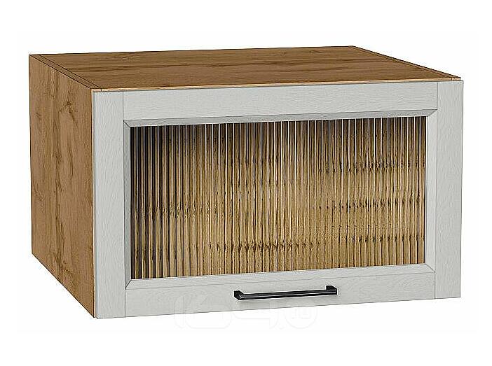 Шкаф верхний горизонтальный остекленный глубокий Сканди Grey Silkwood/Дуб Вотан 358*600*576