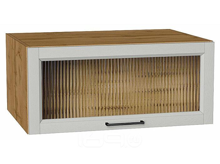 Шкаф верхний горизонтальный остекленный глубокий Сканди Grey Silkwood/Дуб Вотан 358*800*576