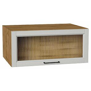 Шкаф верхний горизонтальный остекленный глубокий Сканди Grey Silkwood/Дуб Вотан 358*800*576