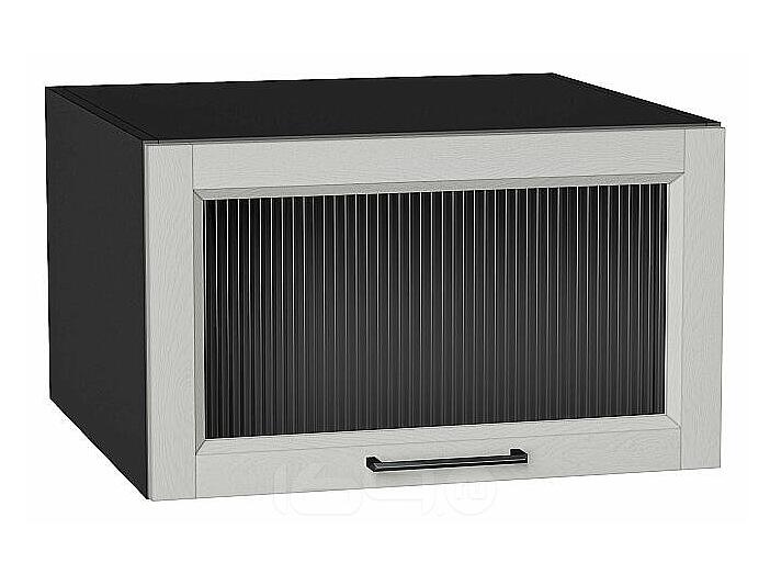 Шкаф верхний горизонтальный остекленный глубокий Сканди Grey Silkwood/Graphite 358*600*576