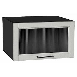 Шкаф верхний горизонтальный остекленный глубокий Сканди Grey Silkwood/Graphite 358*600*576