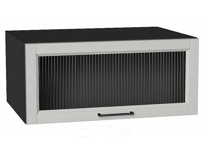 Шкаф верхний горизонтальный остекленный глубокий Сканди Grey Silkwood/Graphite 358*800*576