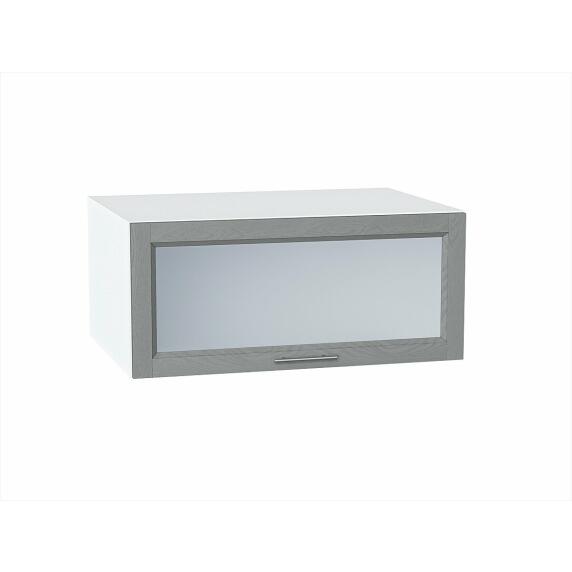 Шкаф верхний горизонтальный остекленный глубокий Сканди Grey Softwood Белый 358*800*576