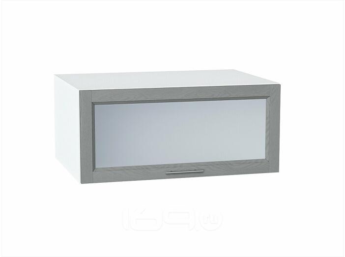Шкаф верхний горизонтальный остекленный глубокий Сканди Grey Softwood Белый 358*800*576