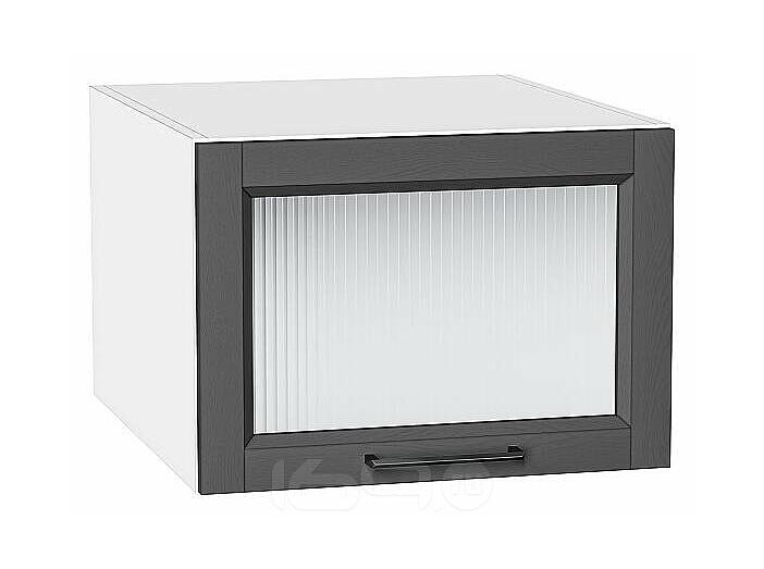 Шкаф верхний горизонтальный остекленный глубокий Сканди Stormy Silkwood/Белый 358*500*576