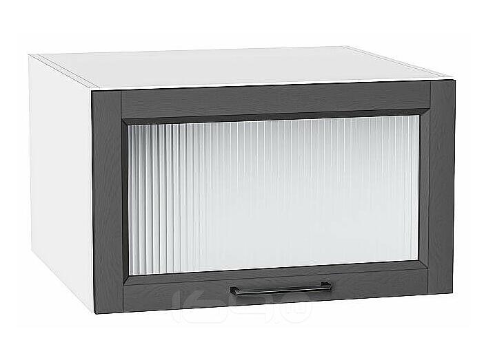 Шкаф верхний горизонтальный остекленный глубокий Сканди Stormy Silkwood/Белый 358*600*576