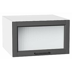 Шкаф верхний горизонтальный остекленный глубокий Сканди Stormy Silkwood/Белый 358*600*576
