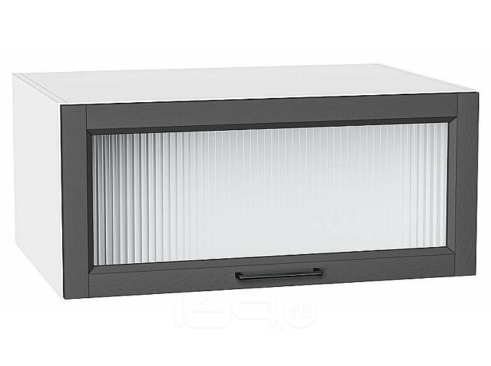 Шкаф верхний горизонтальный остекленный глубокий Сканди Stormy Silkwood/Белый 358*800*576