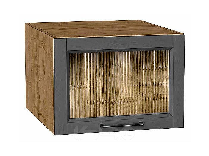 Шкаф верхний горизонтальный остекленный глубокий Сканди Stormy Silkwood/Дуб Вотан 358*500*576