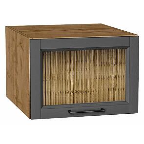 Шкаф верхний горизонтальный остекленный глубокий Сканди Stormy Silkwood/Дуб Вотан 358*500*576