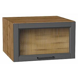 Шкаф верхний горизонтальный остекленный глубокий Сканди Stormy Silkwood/Дуб Вотан 358*600*576