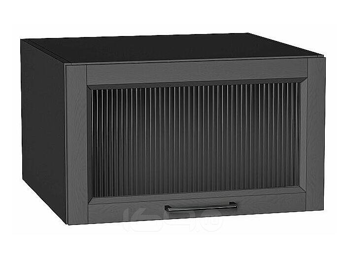 Шкаф верхний горизонтальный остекленный глубокий Сканди Stormy Silkwood/Graphite 358*600*576