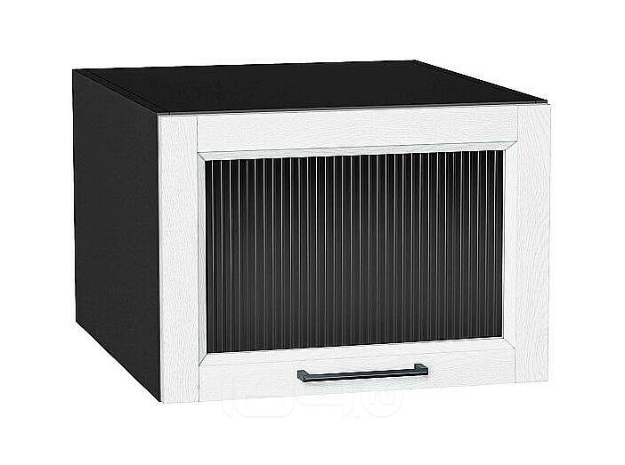 Шкаф верхний горизонтальный остекленный глубокий Сканди White Silkwood/Graphite 358*500*576