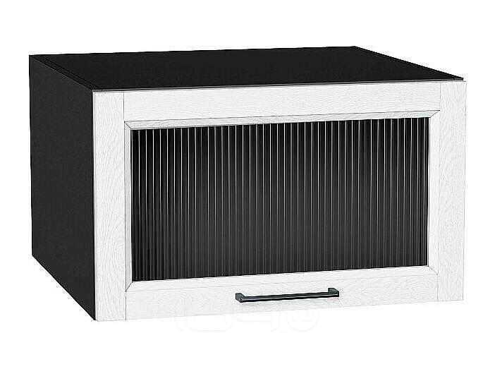Шкаф верхний горизонтальный остекленный глубокий Сканди White Silkwood/Graphite 358*600*576