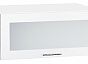 Шкаф верхний горизонтальный остекленный глубокий Валерия-М Белый глянец Белый 358*800*574
