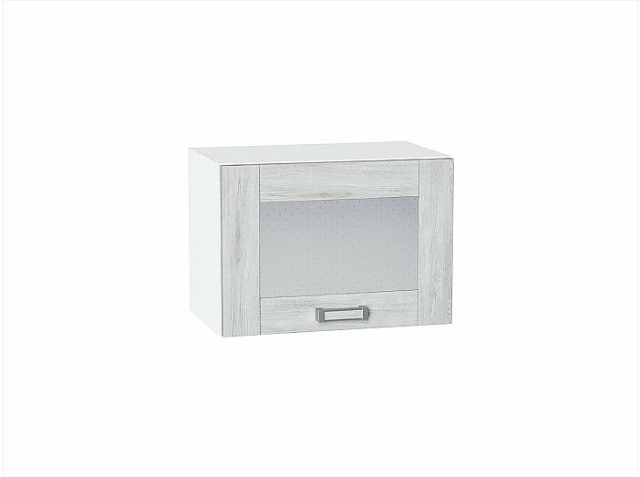 Шкаф верхний горизонтальный остекленный Лофт Nordic Oak/Белый 358*500*320