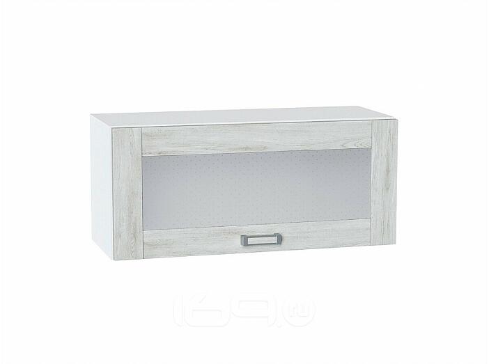 Шкаф верхний горизонтальный остекленный Лофт Nordic Oak/Белый 358*800*320