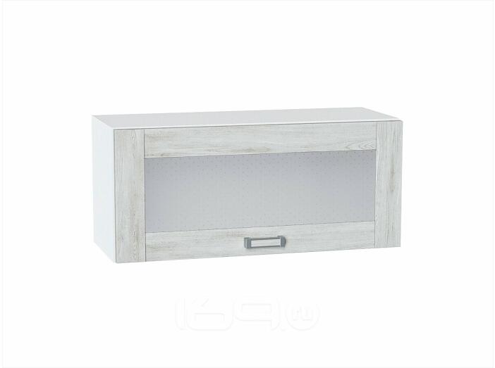 Шкаф верхний горизонтальный остекленный Лофт Nordic Oak/Белый 358*800*320