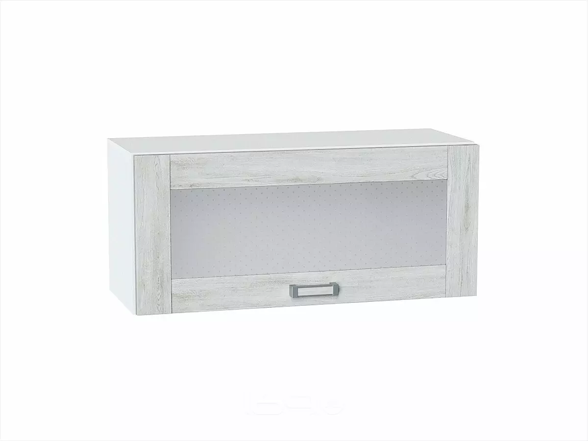 Шкаф верхний горизонтальный остекленный Лофт Nordic Oak/Белый 358*800*320