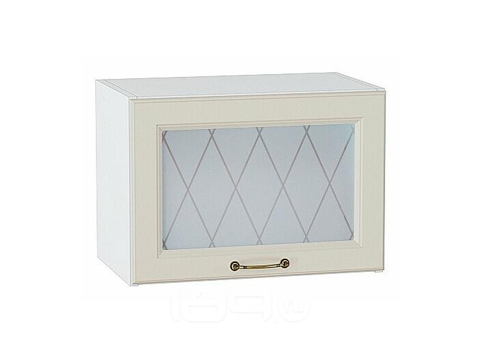 Шкаф верхний горизонтальный остекленный Ницца Агат/Белый 358*500*318
