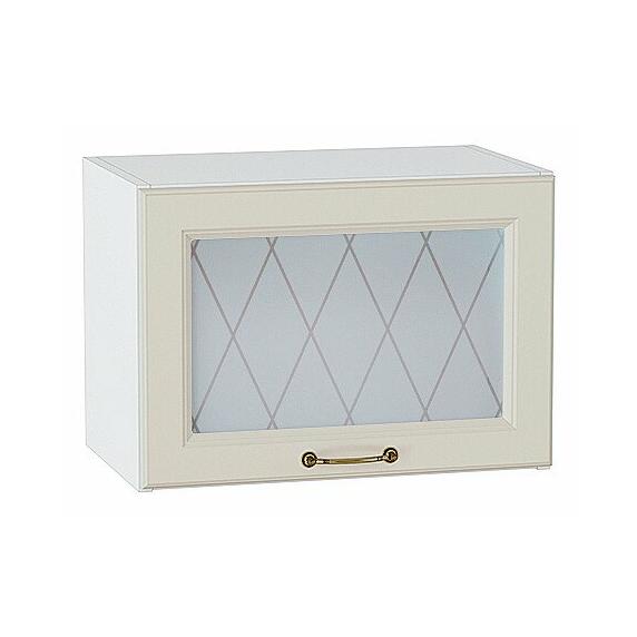 Шкаф верхний горизонтальный остекленный Ницца Агат/Белый 358*500*318