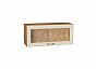 Шкаф верхний горизонтальный остекленный Ницца Дуб крем/Дуб Вотан 358*800*318
