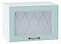 Шкаф верхний горизонтальный остекленный Ницца Голубой/Белый 358*500*318
