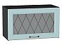 Шкаф верхний горизонтальный остекленный Ницца Голубой/Graphite 358*600*318