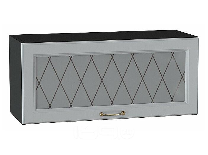 Шкаф верхний горизонтальный остекленный Ницца Графит/Graphite 358*800*318