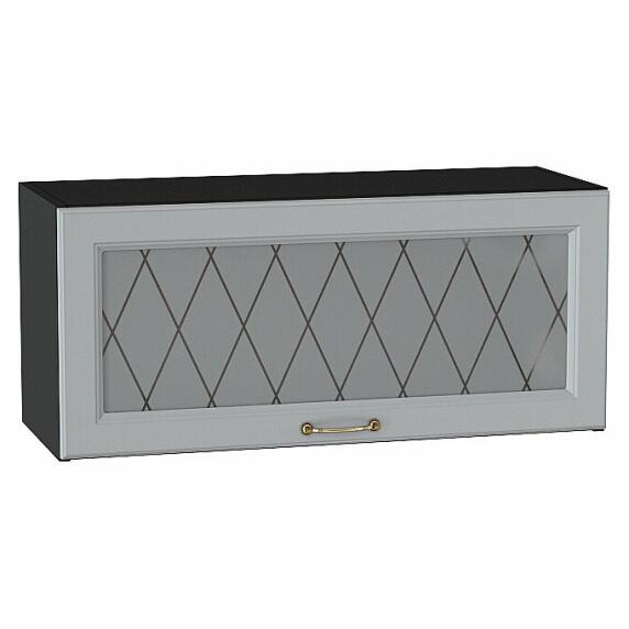 Шкаф верхний горизонтальный остекленный Ницца Графит/Graphite 358*800*318