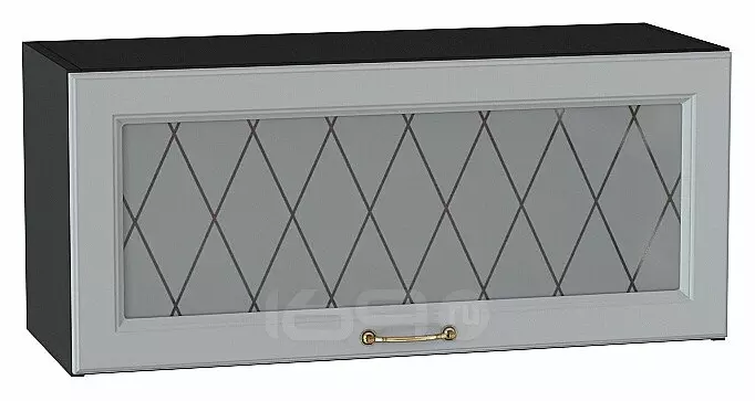 Шкаф верхний горизонтальный остекленный Ницца Графит/Graphite 358*800*318