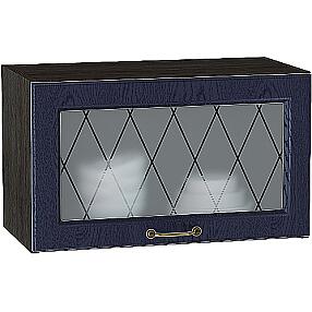 Шкаф верхний горизонтальный остекленный Ницца ВГ 600 Дуб синий-Венге